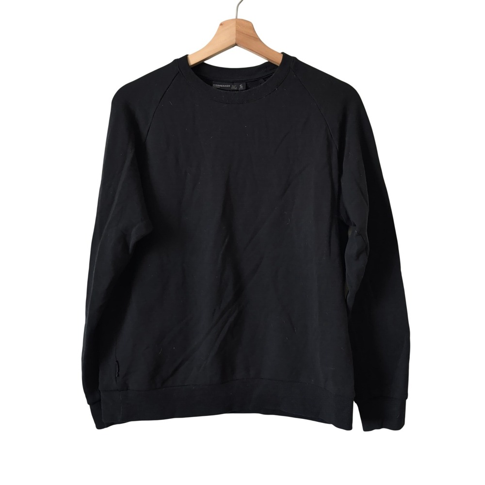 Icebreaker Mens Real Fleece 200 Merino Wool Base Layer Sweatshirt Black Small
